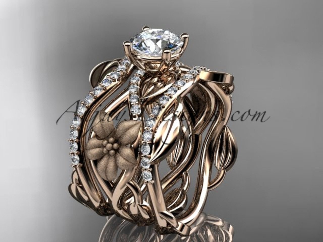 Rose Gold Floral Diamond Ring | Reuven Gitter Jewelers